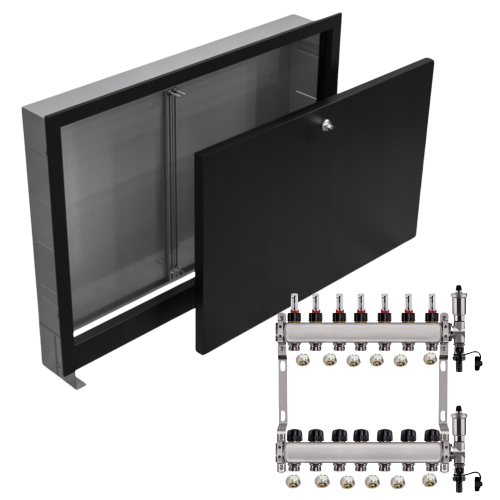 Przejdź do produktu ROZDZIELACZ NIERDZEWNY PODŁOGÓWKI 7+ SKRZYNKA PODTYNKOWA CZARNA+PEX