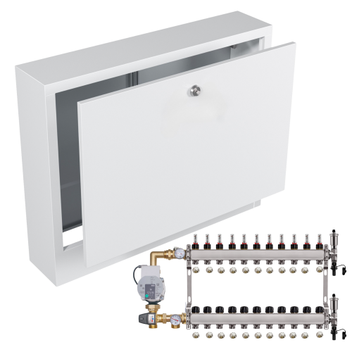 Przejdź do produktu ROZDZIELACZ NIERDZEWNY DO PODŁOGÓWKI 11 Z POMPĄ WILO+SKRZYNKA NATYNKOWA+PEX