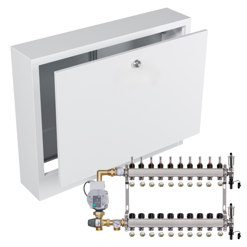 Przejdź do produktu ROZDZIELACZ NIERDZEWNY DO PODŁOGÓWKI 10 Z POMPĄ WILO+SKRZYNKA NATYNKOWA+PEX