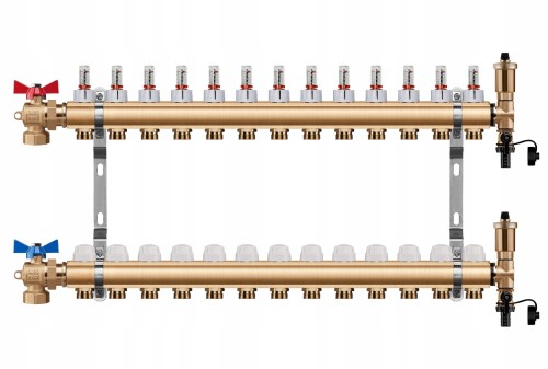 Przejdź do produktu ROZDZIELACZ OGRZEWANIA PODŁOGOWEGO 13 OBWODY + ZAWOR KULOWY KĄTOWY + PEX