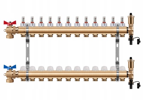 Przejdź do produktu ROZDZIELACZ OGRZEWANIA PODŁOGOWEGO 12 OBWODY + ZAWOR KULOWY KĄTOWY + PEX