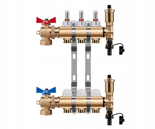 Przejdź do produktu ROZDZIELACZ OGRZEWANIA PODŁOGOWEGO 3 OBWODY + ZAWOR KULOWY KĄTOWY + PEX