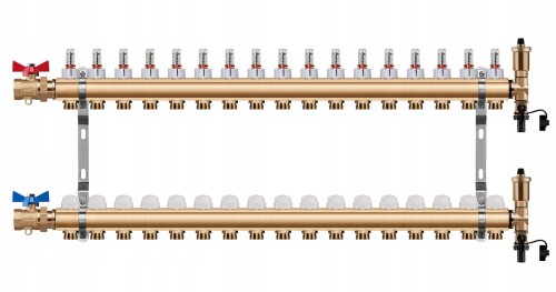 Przejdź do produktu ROZDZIELACZ OGRZEWANIA PODŁOGOWEGO 17 OBWODY + ZAWOR KULOWY PROSTY + PEX