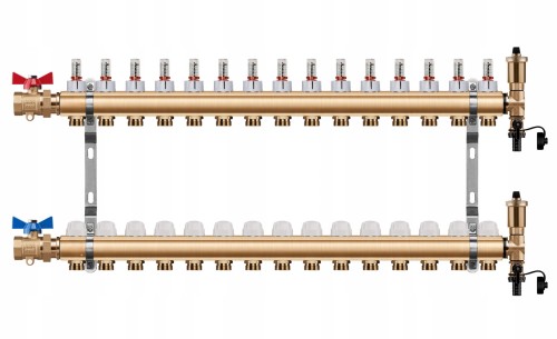 Przejdź do produktu ROZDZIELACZ OGRZEWANIA PODŁOGOWEGO 15 OBWODY + ZAWOR KULOWY PROSTY + PEX