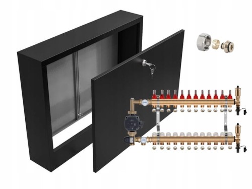 Przejdź do produktu ROZDZIELACZ MOSIĘŻNY 12 Z POMPĄ GRUNDFOS + SKRZYNKA NATYNKOWA CZARNA + PEX