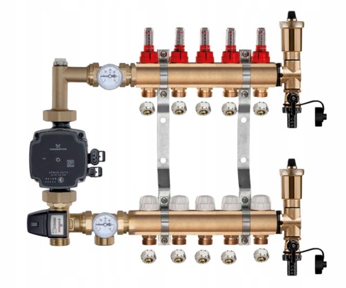 Przejdź do produktu ROZDZIELACZ MOSIĘŻNY PODŁOGÓWKI 5 + GRUPA POMPOWA GRUNDFOS + ZŁĄCZKI PEX