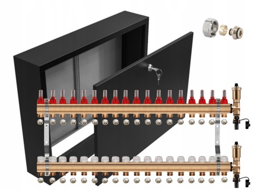 Przejdź do produktu ROZDZIELACZ DO PODŁOGÓWKI 18 SEKCJE + ZŁĄCZKI PEX+SKRZYNKA NATYNKOWA CZARNA
