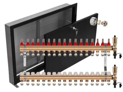 Przejdź do produktu ROZDZIELACZ MOSIĘŻNY 17 SEKCJE + ZŁĄCZKI PEX + SKRZYNKA PODTYNKOWA CZARNA