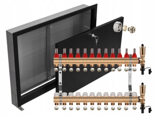 Przejdź do produktu ROZDZIELACZ MOSIĘŻNY 12 SEKCJE + ZŁĄCZKI PEX + SKRZYNKA PODTYNKOWA CZARNA