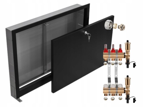 Przejdź do produktu ROZDZIELACZ MOSIĘŻNY 3 SEKCJE + ZŁĄCZKI PEX + SKRZYNKA PODTYNKOWA CZARNA