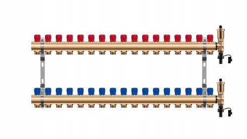 Przejdź do produktu Rozdzielacz mosiężny 17 obwody manualny do ogrzewania grzejnikowego