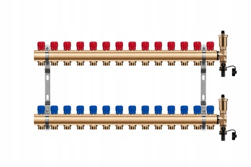 Przejdź do produktu Rozdzielacz mosiężny 14 obwody manualny do ogrzewania grzejnikowego