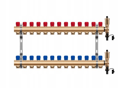 Przejdź do produktu Rozdzielacz mosiężny 13 obwody manualny do ogrzewania grzejnikowego