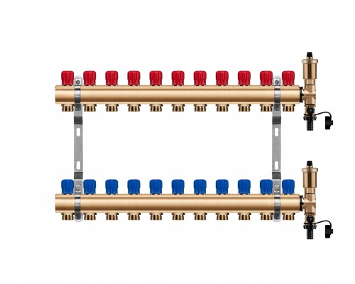 Przejdź do produktu Rozdzielacz mosiężny 11 obwody manualny do ogrzewania grzejnikowego