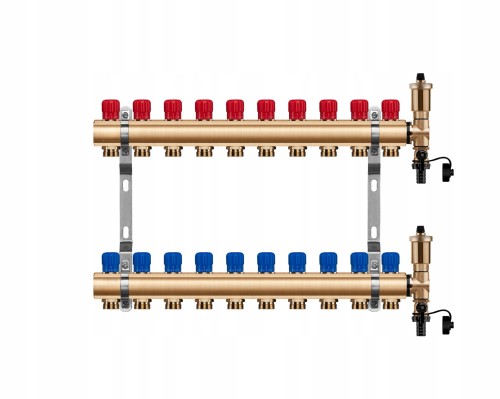 Przejdź do produktu Rozdzielacz mosiężny 10 obwody manualny do ogrzewania grzejnikowego