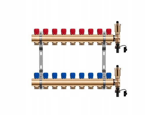 Przejdź do produktu Rozdzielacz mosiężny 9 obwody manualny do ogrzewania grzejnikowego