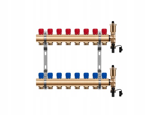 Przejdź do produktu Rozdzielacz mosiężny 8 obwody manualny do ogrzewania grzejnikowego