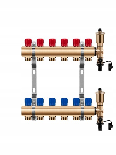 Przejdź do produktu Rozdzielacz mosiężny 6 obwody manualny do ogrzewania grzejnikowego