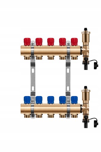 Przejdź do produktu Rozdzielacz mosiężny 5 obwody manualny do ogrzewania grzejnikowego