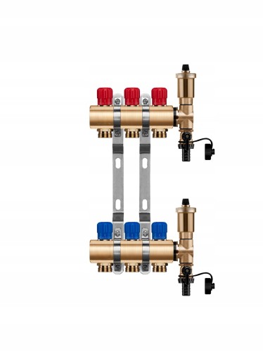 Przejdź do produktu Rozdzielacz mosiężny 3 obwody manualny do ogrzewania grzejnikowego