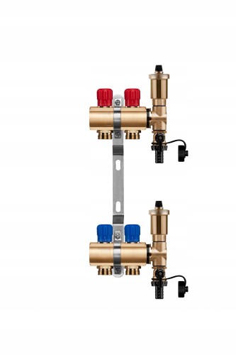 Przejdź do produktu Rozdzielacz mosiężny 2 obwody manualny do ogrzewania grzejnikowego