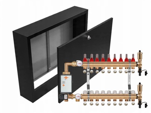 Przejdź do produktu ROZDZIELACZ MOSIĘŻNY PODŁOGÓWKI 9+POMPA WITA+SKRZYNKA NATYNKOWA CZARNA+PEX
