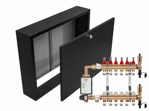 Przejdź do produktu ROZDZIELACZ MOSIĘŻNY PODŁOGÓWKI 7+POMPA WITA+SKRZYNKA NATYNKOWA CZARNA+PEX