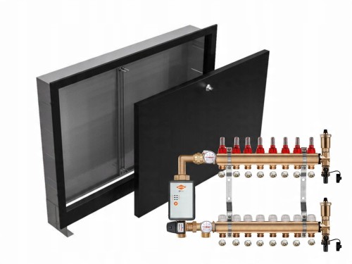 Przejdź do produktu ROZDZIELACZ MOSIĘŻNY PODŁOGÓWKI 8+POMPA WITA+SKRZYNKA PODTYNKOWA CZARNA+PEX