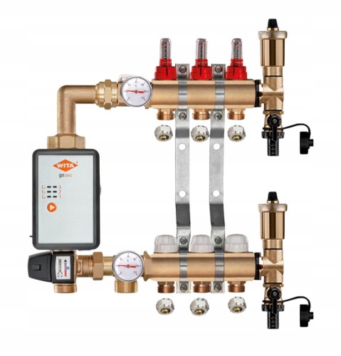 Przejdź do produktu ROZDZIELACZ MOSIĘŻNY PODŁOGÓWKI 3 + GRUPA POMPOWA WITA GO.TEC + ZŁĄCZKI PEX