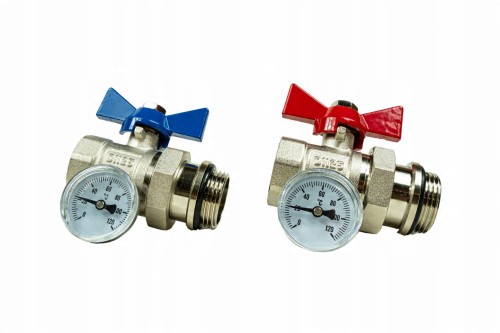 Przejdź do produktu ZESTAW ZAWÓR KULOWY PROSTY NIKLOWANY DN25 Z TERMOMETREM 1" CAL 2 SZTUKI