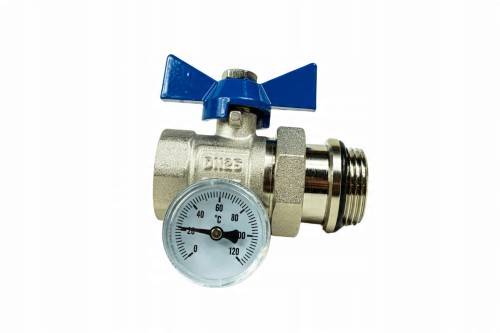 Przejdź do produktu ZAWÓR KULOWY PROSTY 1" CAL DN25 Z TERMOMETREM NIKLOWANY NIEBIESKI