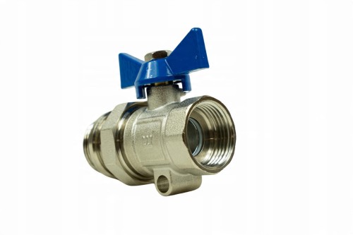 Przejdź do produktu ZAWÓR KULOWY PROSTY ZE ŚRUBUNKIEM 1" CAL DN25 Z DŁAWICĄ NIKLOWANY NIEBIESKI