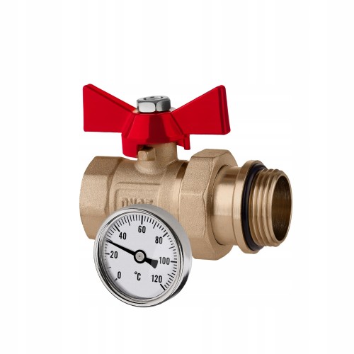 Przejdź do produktu ZAWÓR KULOWY PROSTY ZE ŚRUBUNKIEM 1'' CAL DN25 Z TERMOMETREM CZERWONY