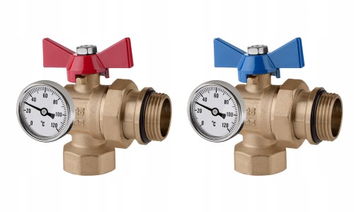 Przejdź do produktu ZESTAW ZAWÓR KULOWY KĄTOWY ZE ŚRUBUNKIEM DN25 Z TERMOMETREM 1" CAL 2 SZTUKI