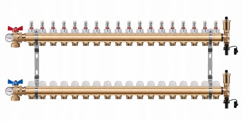 Przejdź do produktu ROZDZIELACZ PODŁOGÓWKI 18 OBWODY + ZAWOR KULOWY KĄTOWY + TERMOMETR + PEX