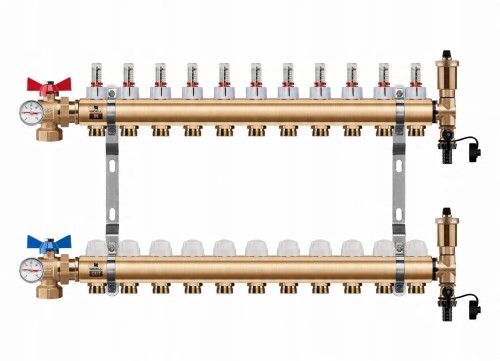 Przejdź do produktu ROZDZIELACZ PODŁOGÓWKI 11 OBWODY + ZAWOR KULOWY KĄTOWY + TERMOMETR + PEX