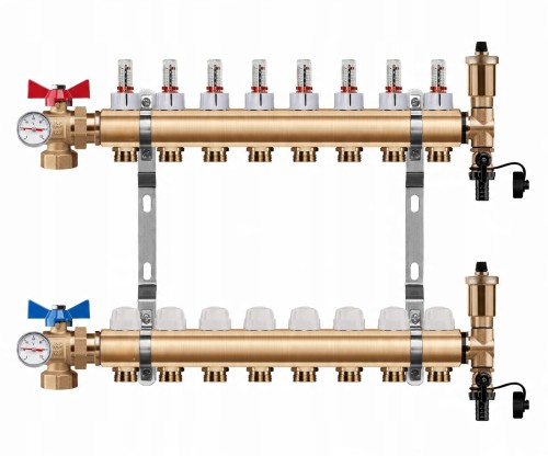 Przejdź do produktu ROZDZIELACZ PODŁOGÓWKI 8 OBWODY + ZAWOR KULOWY KĄTOWY + TERMOMETR + PEX