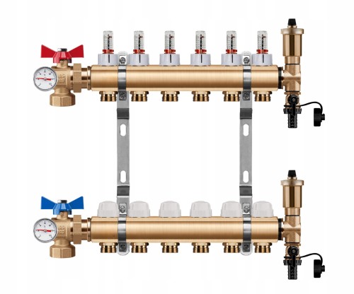 Przejdź do produktu ROZDZIELACZ PODŁOGÓWKI 6 OBWODY + ZAWOR KULOWY KĄTOWY + TERMOMETR + PEX