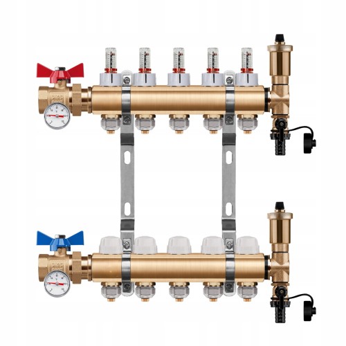 Przejdź do produktu ROZDZIELACZ PODŁOGÓWKI 5 OBWODY + ZAWOR KULOWY PROSTY + TERMOMETR + PEX