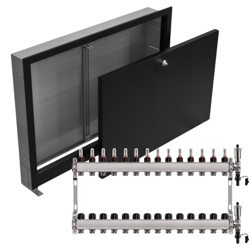 Przejdź do produktu ROZDZIELACZ NIERDZEWNY PODŁOGÓWKI 14+ SKRZYNKA PODTYNKOWA CZARNA