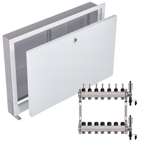 Przejdź do produktu ROZDZIELACZ NIERDZEWNY PODŁOGÓWKI 7+ SKRZYNKA PODTYNKOWA BIAŁA