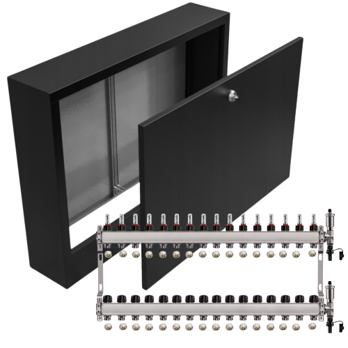 Przejdź do produktu ROZDZIELACZ NIERDZEWNY PODŁOGÓWKI 16+ SKRZYNKA NATYNKOWA CZARNA + PEX