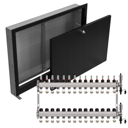 Przejdź do produktu ROZDZIELACZ NIERDZEWNY PODŁOGÓWKI 14+ SKRZYNKA PODTYNKOWA CZARNA+PEX